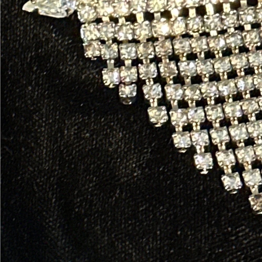 Vintage prong, set rhinestone waterfall brooch